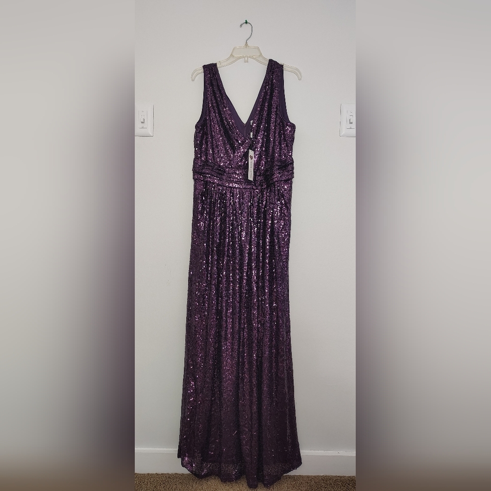 Elegant Purple Sequin Evening Gown